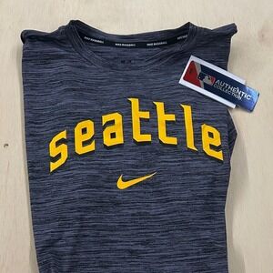 Nike Baseball Gray Tee with Yellow Seattle Print Dry Fit Size XL